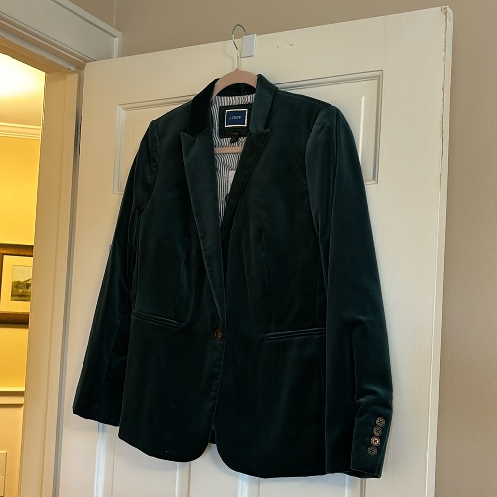 Green velvet J. Crew Parke blazer